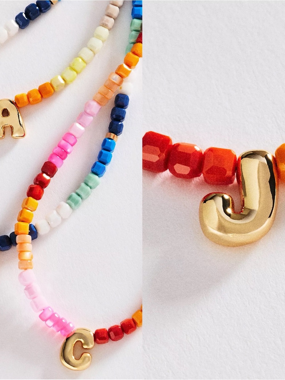 NWOT- Anthropologie x Serefina Colorful Beaded Initial Necklace ( Letter J )